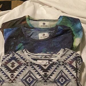 On the Byas Blue and Green Cosmic Tees Short Sleeve